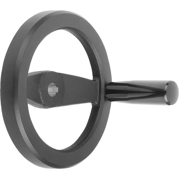 2-Spoke Handwheel D1=100 Reamed Hole W Slot D2=10H7, B3=3, T=11, 4, Aluminum, Black, Comp:Thermoset, , Kipp, Mfr#: K0162.51100X10